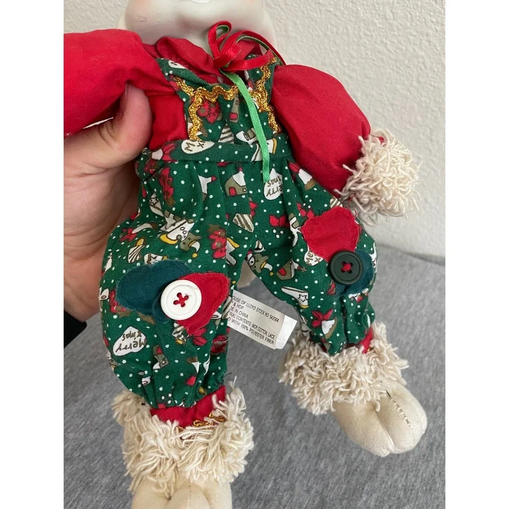 VTG House of Lloyd Hip & Hop Christmas Plush Bunny Pair Green Red 542064 Good